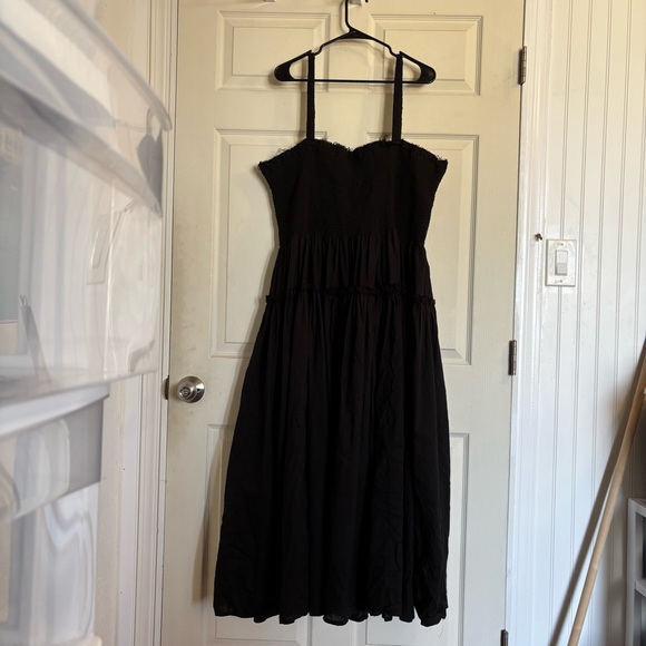 ASOS Design Cotton Smocked Maxi Dress Frayed Edge Sundress - Picture 6 of 9